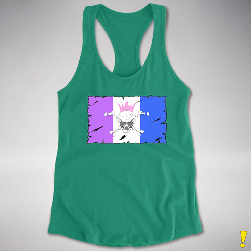 Drag Pride Pirate Flag Racerback Tank - Kelly Green